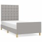 vidaXL Bettgestell mit Kopfteil Hellgrau 100x200 cm Stoff vidaXL Bettgestell mit Kopfteil Hellgrau 100x200 cm Stoff