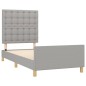 vidaXL Bettgestell mit Kopfteil Hellgrau 100x200 cm Stoff vidaXL Bettgestell mit Kopfteil Hellgrau 100x200 cm Stoff