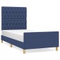 vidaXL Bettgestell mit Kopfteil Blau 100x200 cm Stoff vidaXL Bettgestell mit Kopfteil Blau 100x200 cm Stoff