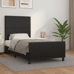 vidaXL Bettgestell mit Kopfteil Schwarz 90x200 cm Kunstleder