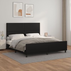 vidaXL Bettgestell mit Kopfteil Schwarz 160x200 cm Kunstleder