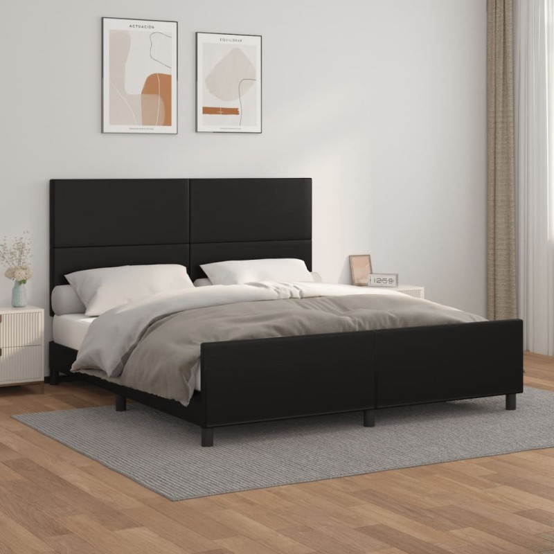 vidaXL Bettgestell mit Kopfteil Schwarz 160x200 cm Kunstleder vidaXL Bettgestell mit Kopfteil Schwarz 160x200 cm Kunstleder