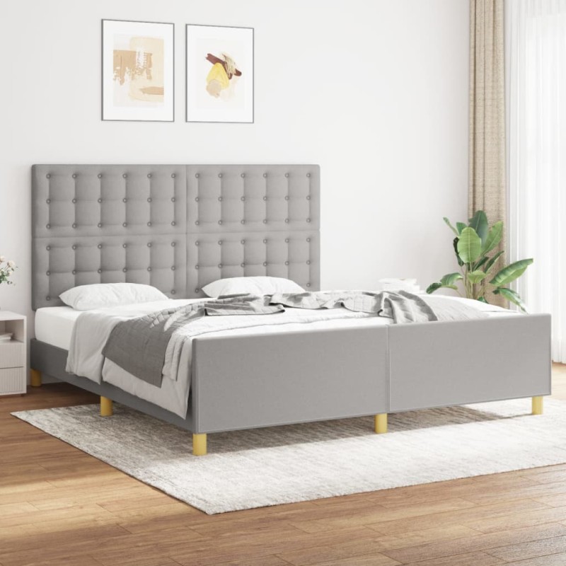 vidaXL Bettgestell mit Kopfteil Hellgrau 180x200 cm Stoff vidaXL Bettgestell mit Kopfteil Hellgrau 180x200 cm Stoff