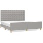 vidaXL Bettgestell mit Kopfteil Hellgrau 180x200 cm Stoff vidaXL Bettgestell mit Kopfteil Hellgrau 180x200 cm Stoff