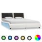 Bett mit LED Weiß und Schwarz Kunstleder 120x200 cm Bett mit LED Weiß und Schwarz Kunstleder 120x200 cm