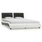 Bett mit LED Weiß und Schwarz Kunstleder 120x200 cm Bett mit LED Weiß und Schwarz Kunstleder 120x200 cm