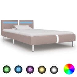 vidaXL Bettgestell mit LED Cappuccino-Braun Kunstleder 90x200 cm