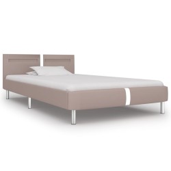 vidaXL Bettgestell mit LED Cappuccino-Braun Kunstleder 90x200 cm