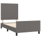 vidaXL Bettgestell mit Kopfteil Grau 90x190 cm Kunstleder vidaXL Bettgestell mit Kopfteil Grau 90x190 cm Kunstleder
