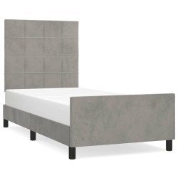 vidaXL Bettgestell mit Kopfteil Hellgrau 90x190 cm Samt