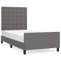 vidaXL Bettgestell mit Kopfteil Grau 90x190 cm Kunstleder vidaXL Bettgestell mit Kopfteil Grau 90x190 cm Kunstleder