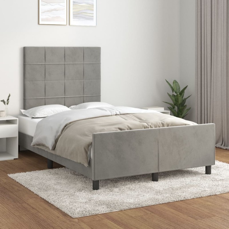 vidaXL Bettgestell mit Kopfteil Hellgrau 120x200 cm Samt vidaXL Bettgestell mit Kopfteil Hellgrau 120x200 cm Samt