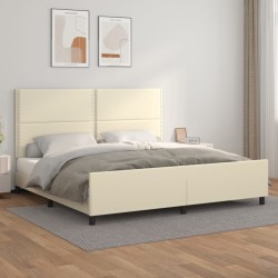 vidaXL Bettgestell mit Kopfteil Creme 200x200 cm Kunstleder