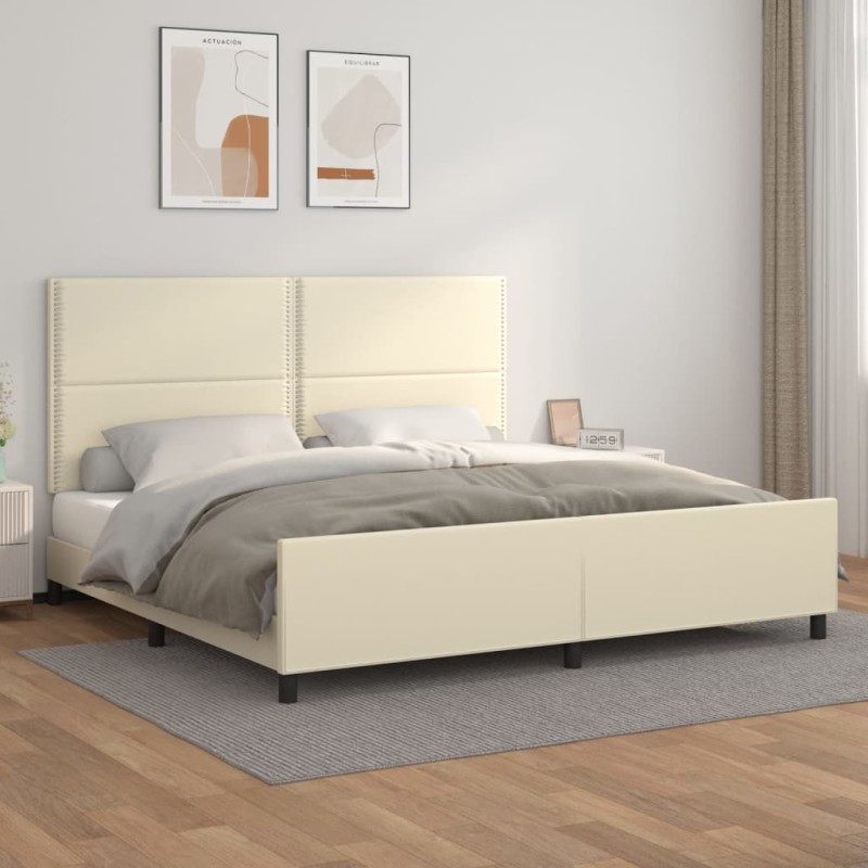 vidaXL Bettgestell mit Kopfteil Creme 200x200 cm Kunstleder vidaXL Bettgestell mit Kopfteil Creme 200x200 cm Kunstleder