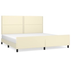 vidaXL Bettgestell mit Kopfteil Creme 200x200 cm Kunstleder