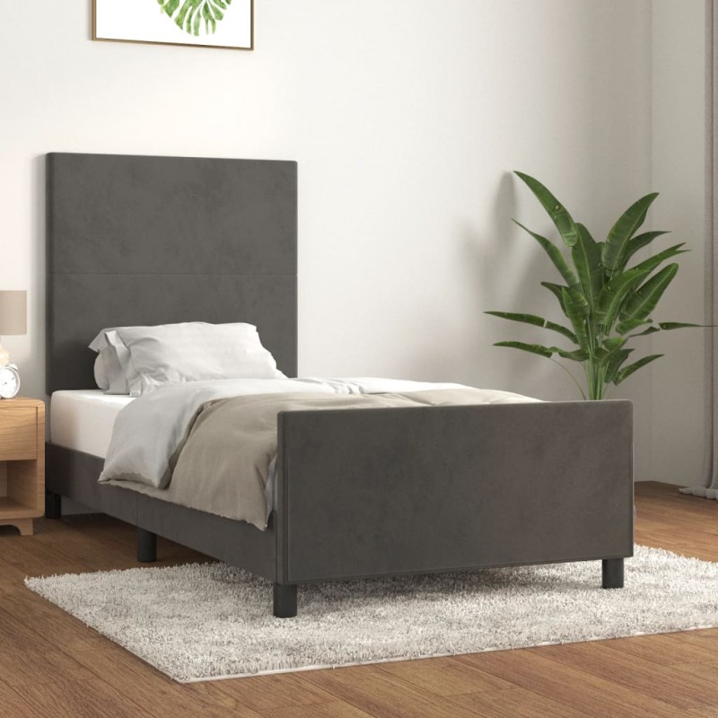 vidaXL Bettgestell mit Kopfteil Dunkelgrau 80x200 cm Samt vidaXL Bettgestell mit Kopfteil Dunkelgrau 80x200 cm Samt