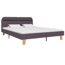 Bettgestell mit LED Taupe Stoff 160x200 cm