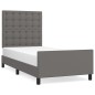 vidaXL Bettgestell mit Kopfteil Grau 90x200 cm Kunstleder vidaXL Bettgestell mit Kopfteil Grau 90x200 cm Kunstleder