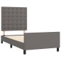 vidaXL Bettgestell mit Kopfteil Grau 90x200 cm Kunstleder vidaXL Bettgestell mit Kopfteil Grau 90x200 cm Kunstleder