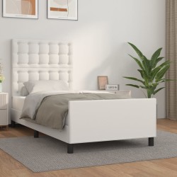 vidaXL Bettgestell mit Kopfteil Weiß 100x200 cm Kunstleder