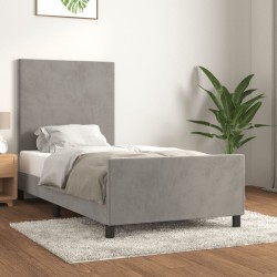 vidaXL Bettgestell mit Kopfteil Hellgrau 90x190 cm Samt