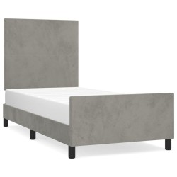 vidaXL Bettgestell mit Kopfteil Hellgrau 90x190 cm Samt