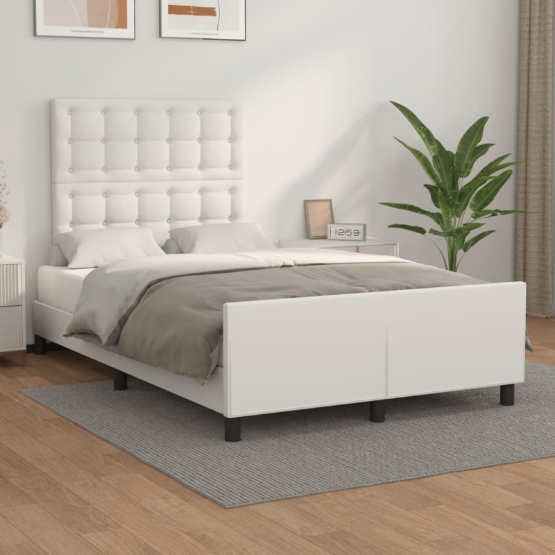 vidaXL Bettgestell mit Kopfteil Weiß 120x200 cm Kunstleder vidaXL Bettgestell mit Kopfteil Weiß 120x200 cm Kunstleder