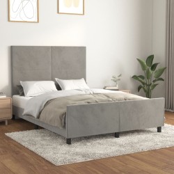 vidaXL Bettgestell mit Kopfteil Hellgrau 140x190 cm Samt
