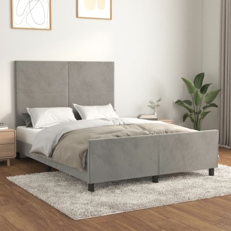 vidaXL Bettgestell mit Kopfteil Hellgrau 140x190 cm Samt