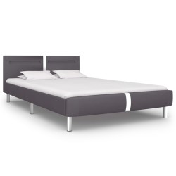 Bettgestell mit LED Grau Kunstleder 140×200 cm
