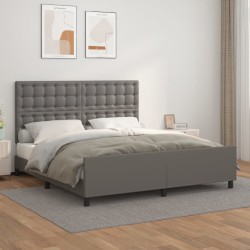 vidaXL Bettgestell mit Kopfteil Grau 180x200 cm Kunstleder