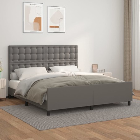 vidaXL Bettgestell mit Kopfteil Grau 180x200 cm Kunstleder