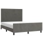 vidaXL Bettgestell mit Kopfteil Dunkelgrau 140x190 cm Samt vidaXL Bettgestell mit Kopfteil Dunkelgrau 140x190 cm Samt