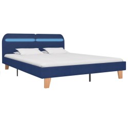 Bettgestell mit LED Blau Stoff 160x200 cm