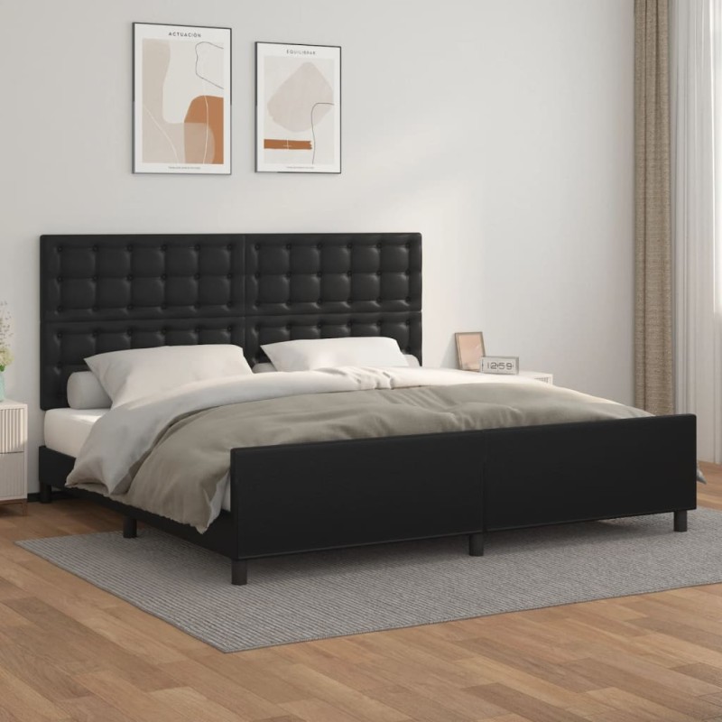 vidaXL Bettgestell mit Kopfteil Schwarz 200x200 cm Kunstleder vidaXL Bettgestell mit Kopfteil Schwarz 200x200 cm Kunstleder