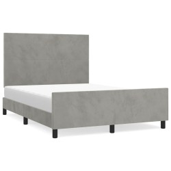 vidaXL Bettgestell mit Kopfteil Hellgrau 140x200 cm Samt