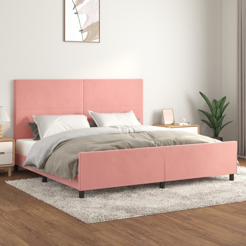 vidaXL Bettgestell mit Kopfteil Rosa 200x200 cm Samt vidaXL Bettgestell mit Kopfteil Rosa 200x200 cm Samt