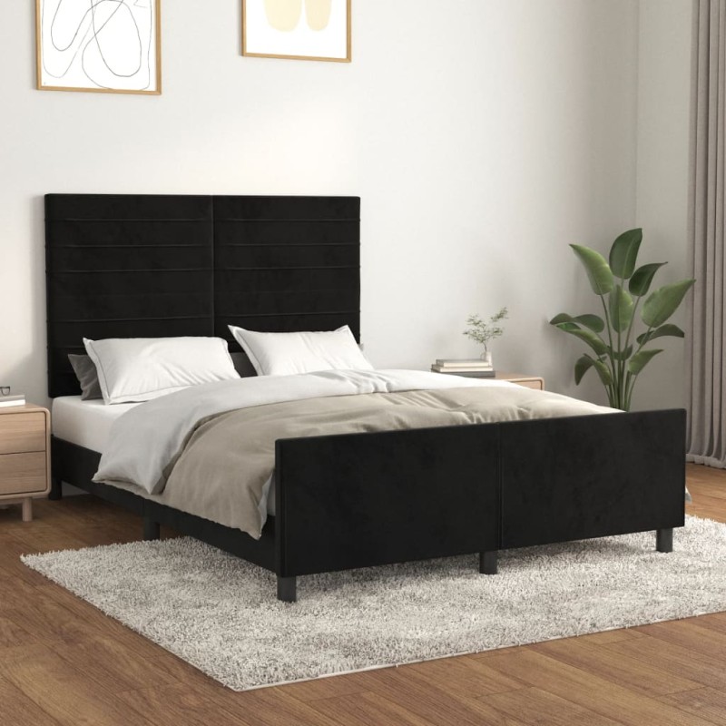 vidaXL Bettgestell mit Kopfteil Schwarz 140x200 cm Samt vidaXL Bettgestell mit Kopfteil Schwarz 140x200 cm Samt