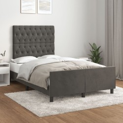 vidaXL Bettgestell mit Kopfteil Dunkelgrau 120x200 cm Samt