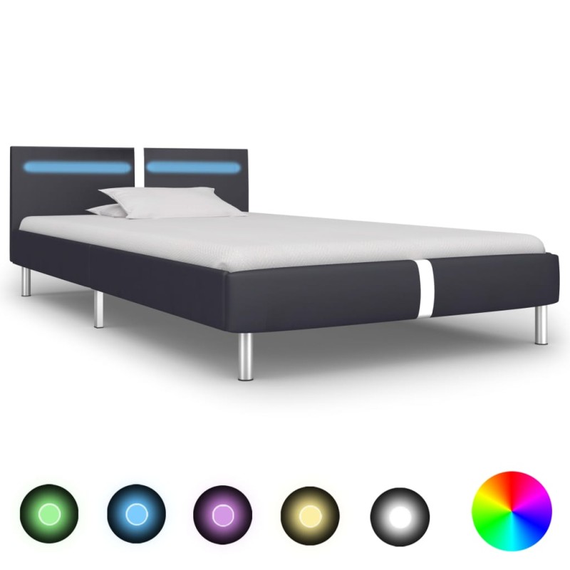 vidaXL Bettgestell mit LED Schwarz Kunstleder 90x200 cm vidaXL Bettgestell mit LED Schwarz Kunstleder 90x200 cm