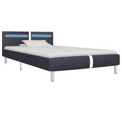 vidaXL Bettgestell mit LED Schwarz Kunstleder 90x200 cm