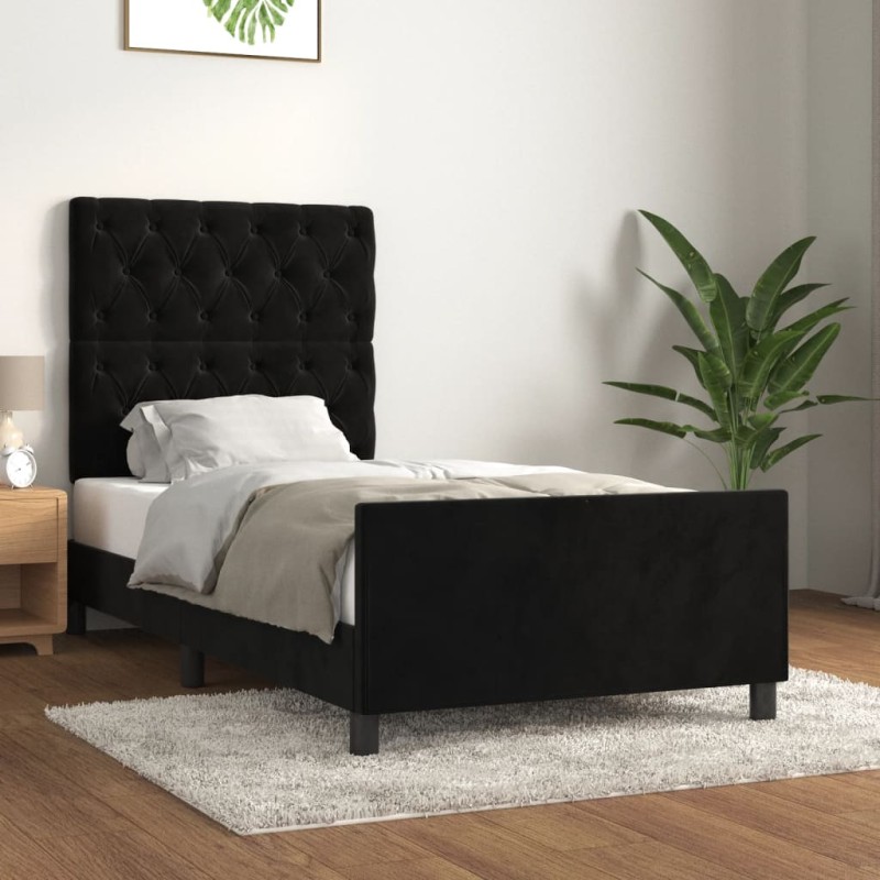 vidaXL Bettgestell mit Kopfteil Schwarz 80x200 cm Samt vidaXL Bettgestell mit Kopfteil Schwarz 80x200 cm Samt