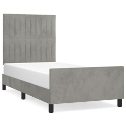 vidaXL Bettgestell mit Kopfteil Hellgrau 90x190 cm Samt