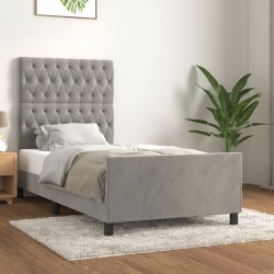 vidaXL Bettgestell mit Kopfteil Hellgrau 90x190 cm Samt