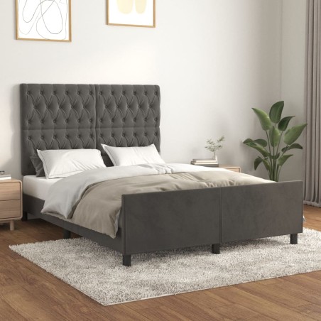 vidaXL Bettgestell mit Kopfteil Dunkelgrau 140x190 cm Samt