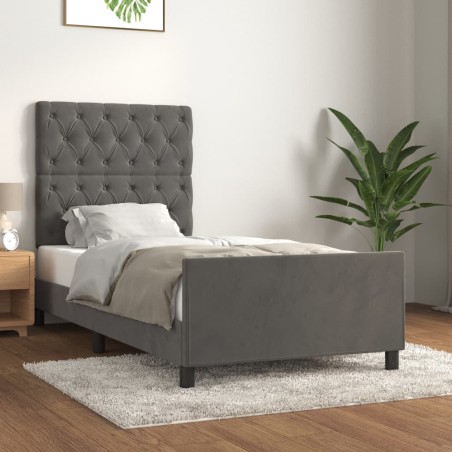 vidaXL Bettgestell mit Kopfteil Dunkelgrau 80x200 cm Samt