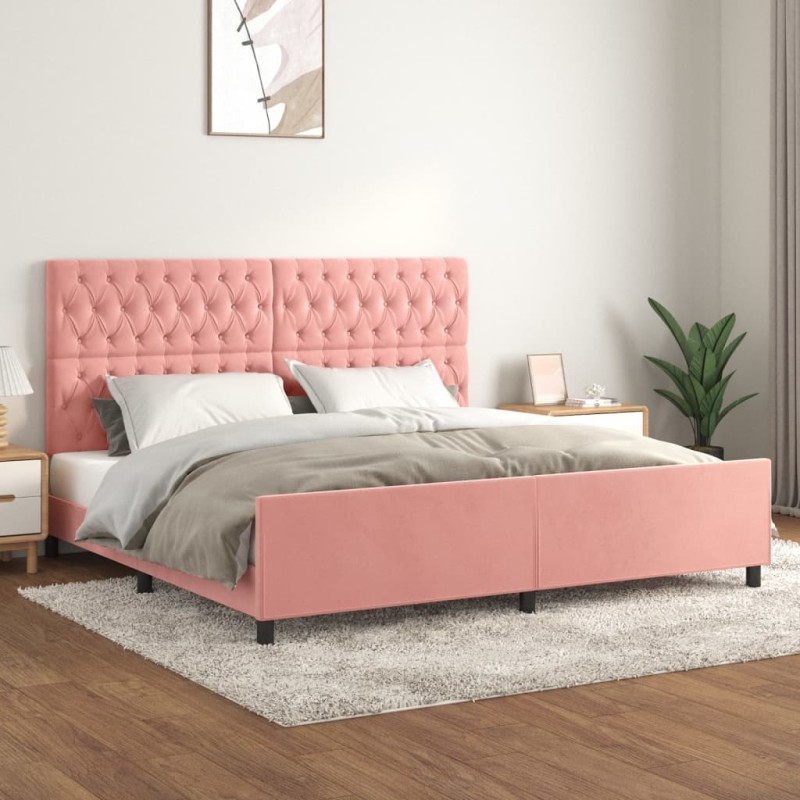 vidaXL Bettgestell mit Kopfteil Rosa 200x200 cm Samt vidaXL Bettgestell mit Kopfteil Rosa 200x200 cm Samt