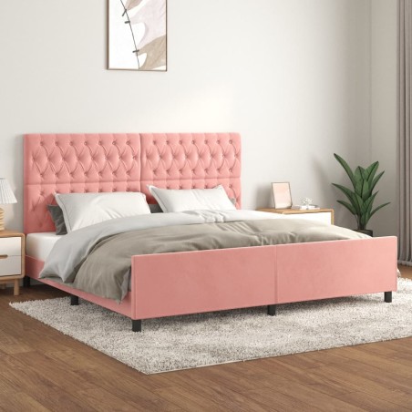 vidaXL Bettgestell mit Kopfteil Rosa 200x200 cm Samt