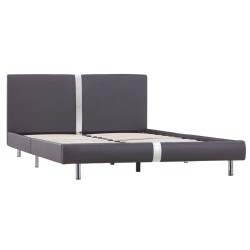 vidaXL Bettgestell Grau Kunstleder 140 x 200 cm