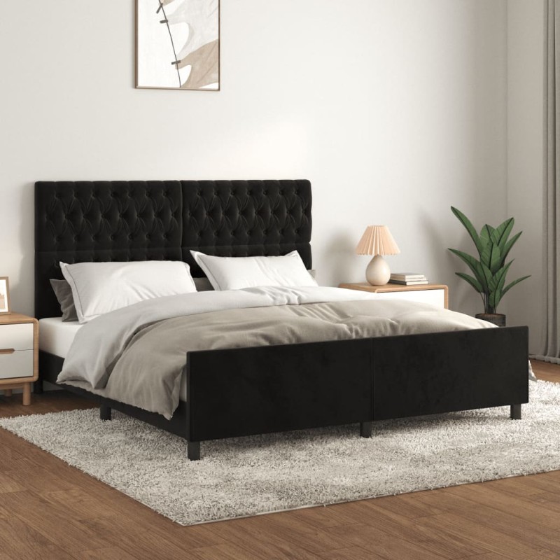 vidaXL Bettgestell mit Kopfteil Schwarz 180x200 cm Samt vidaXL Bettgestell mit Kopfteil Schwarz 180x200 cm Samt